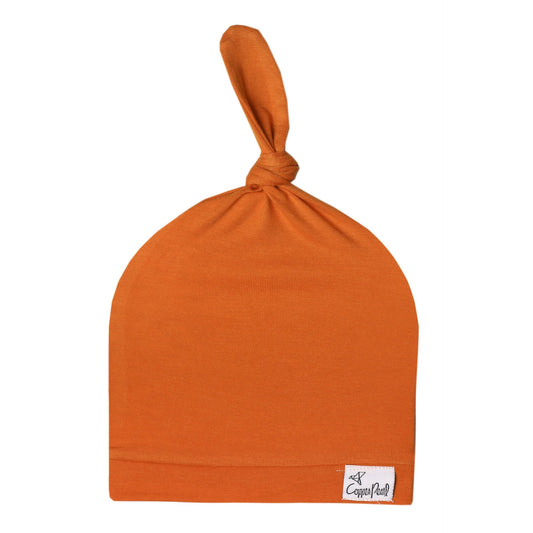 Copper Pearl Top Knot Hat 0-4mo - Blaze