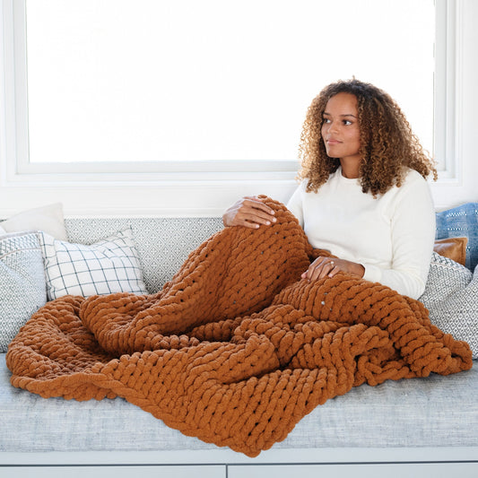 Ginger Chunky Knit Large Throw Blanket