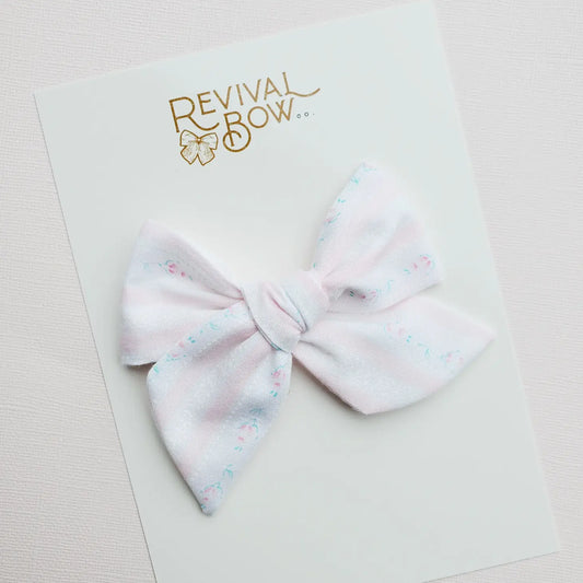 Rose Stripe Vintage Large Pinwheel Bow