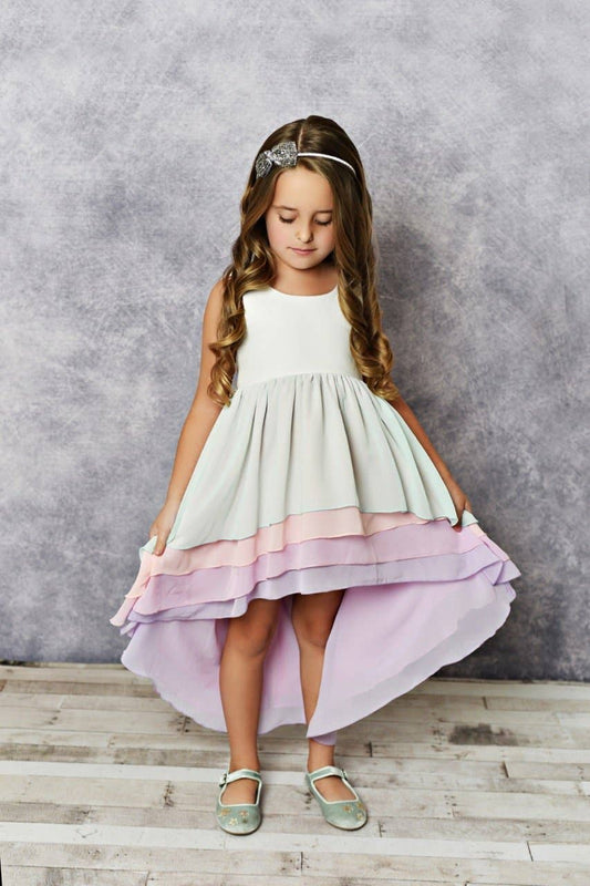 Sherbet Pastel Hi-Lo Frills Dress