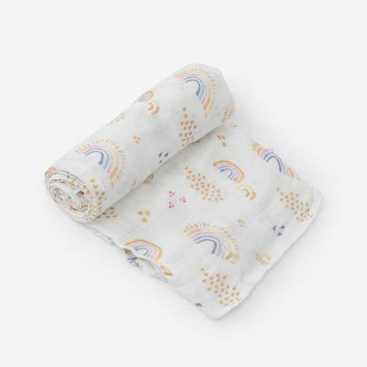 Rainbows & Raindrops - Deluxe Muslin Swaddle Blanket