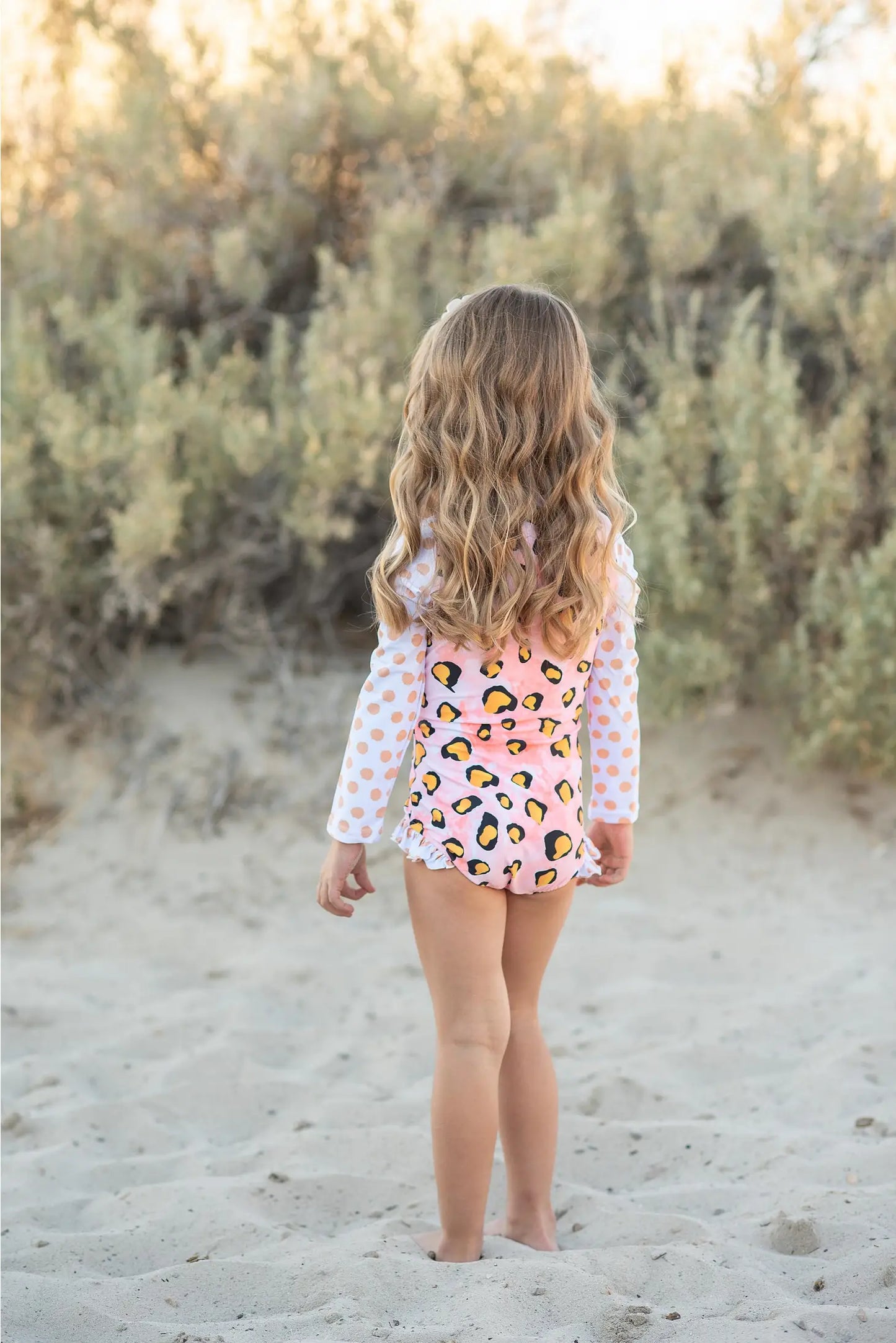 Pink Leopard Zip Rash Guard Swimsuit