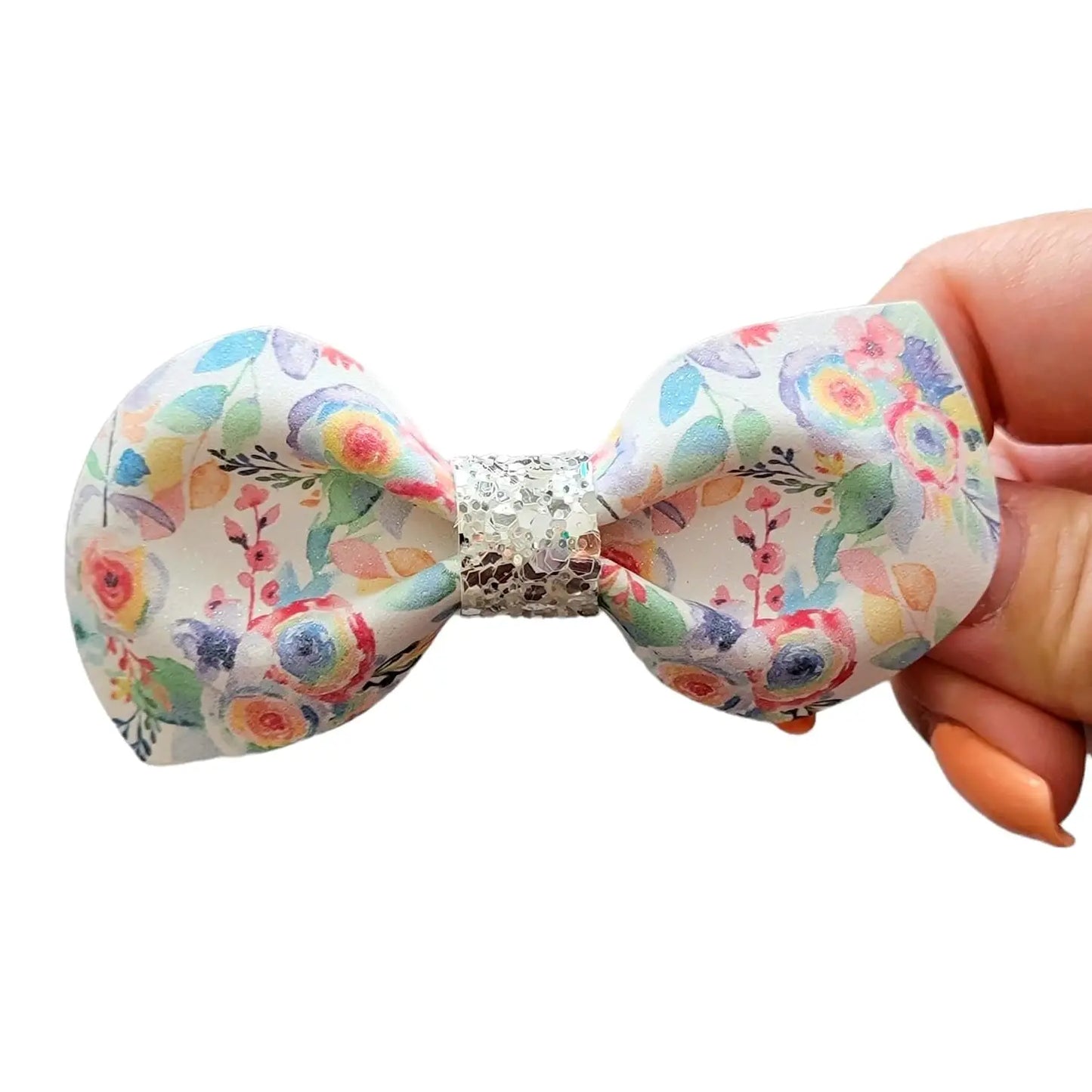 Sadie Bow - Rainbow Floral Glitter Suede