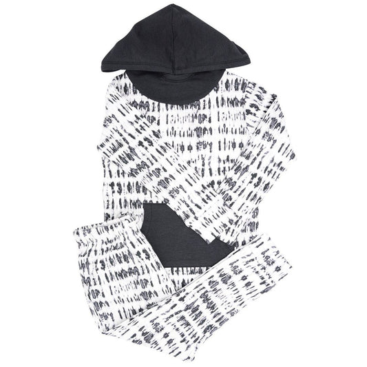Hooded Jogger Set - Black Bars
