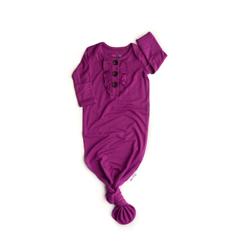 Gigi and Max Knotted Ruffle Button Gown - Isla Magenta