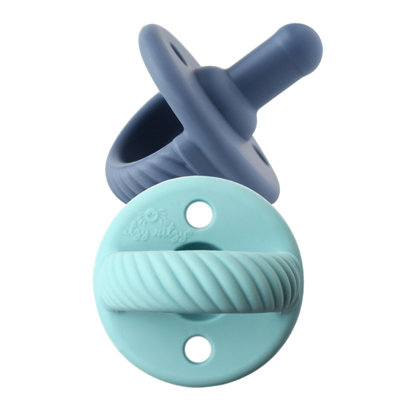 Sweetie Soother Pacifier 2-pack - Robin's Egg Blue + Navy Cables