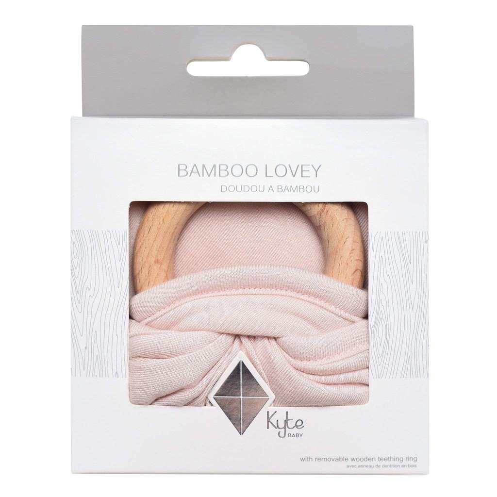Kyte Baby Lovey with Removable Wooden Teething Ring - Blush