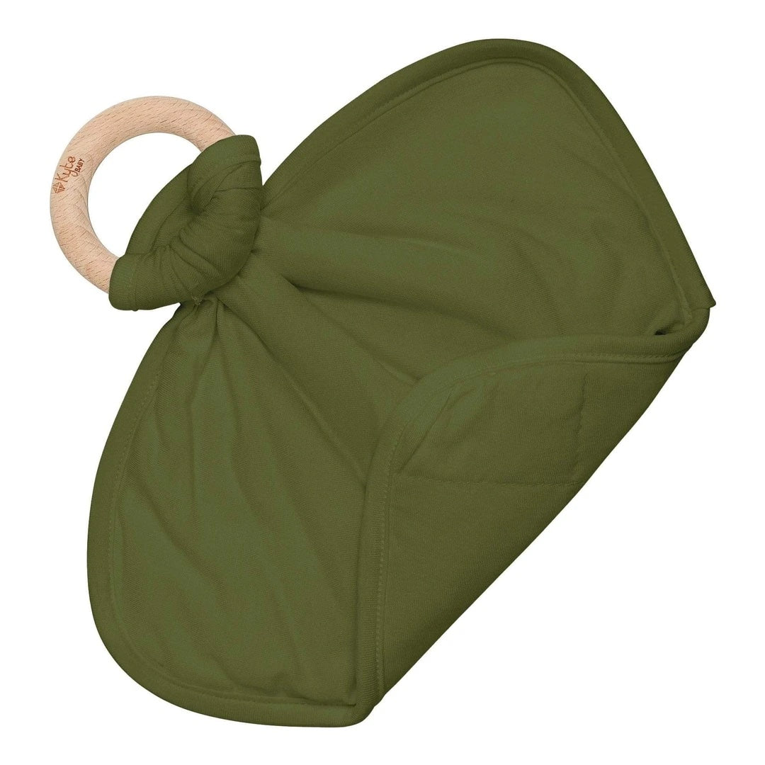 Lovey in Olive with Removable Wooden Teething Ring - Kyte BABY