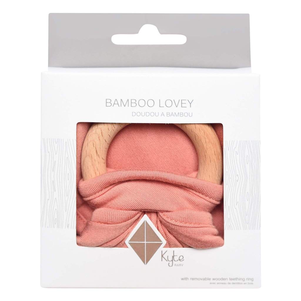 Kyte Baby Lovey with Removable Wooden Teething Ring - Terracotta