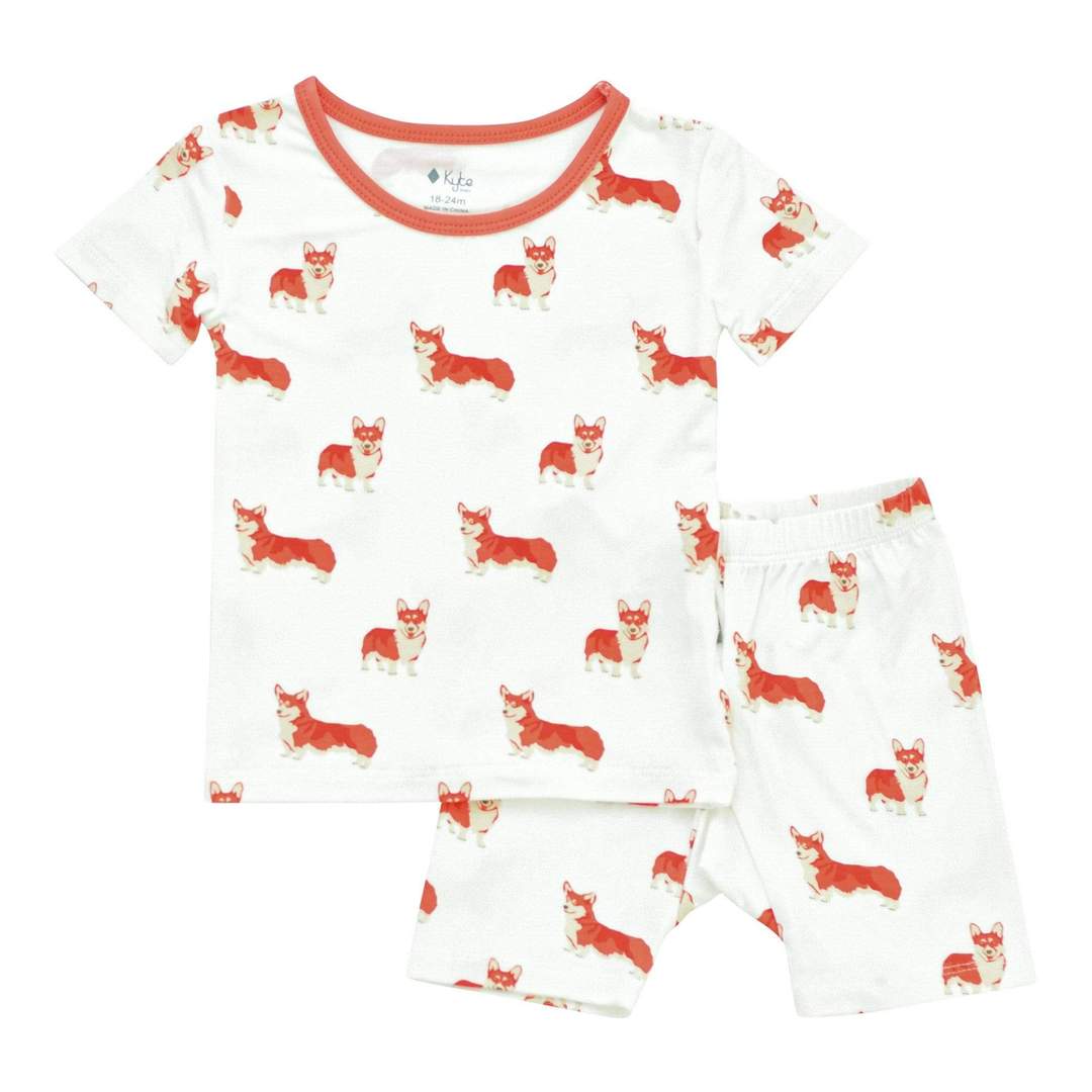Printed Short Sleeve Toddler Pajama Set in Corgi - Kyte Baby