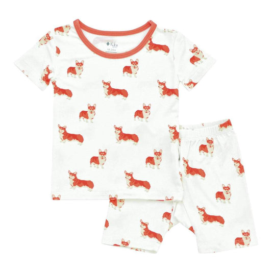 Printed Short Sleeve Toddler Pajama Set in Corgi - Kyte Baby