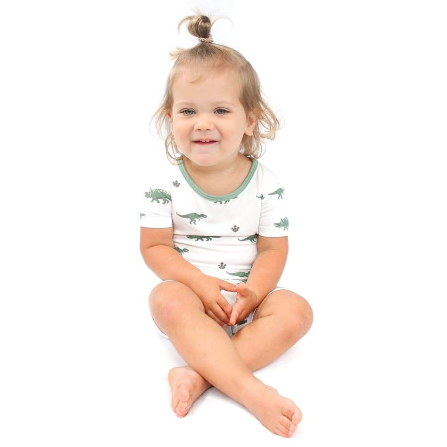 Kyte Baby Printed Short Sleeve Toddler Pajama Set - Dino
