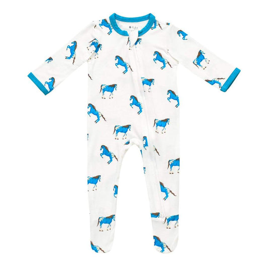 Printed Zippered Footie in Horse - Kyte Baby