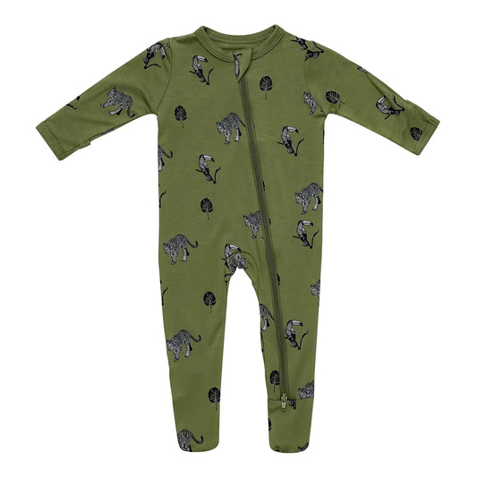 Jungle Printed Zippered Footie - Kyte BABY