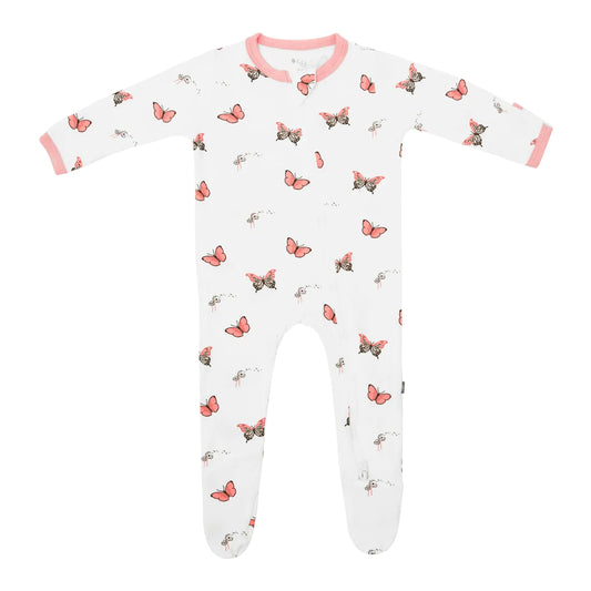 Butterfly Print Zippered Footie