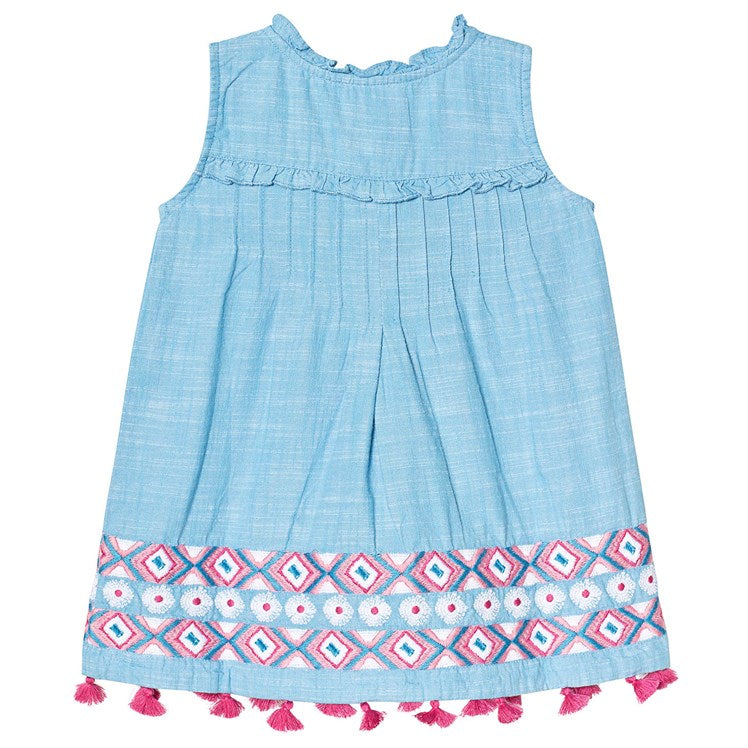 Hatley Chambray Floral Pin Tuck Dress