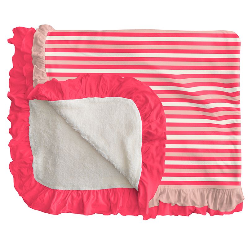 Print Sherpa-Lined Double Ruffle Toddler Blanket - Hopscotch Stripe