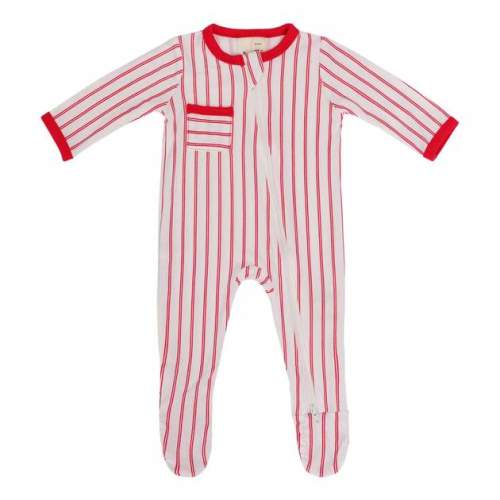Kyte Baby Zippered Footie - Crimson Stripe