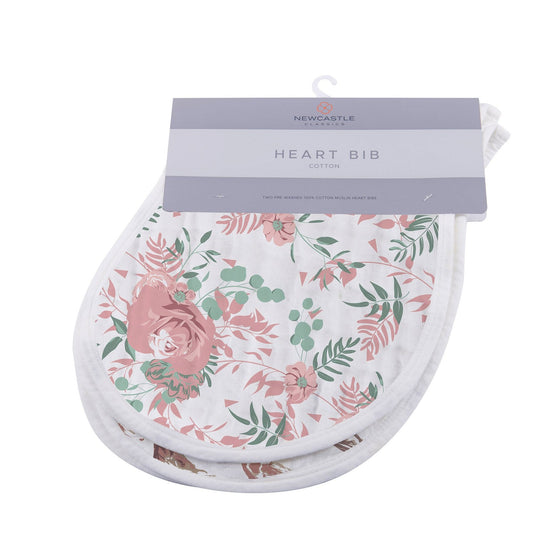 Horses & Roses Cotton Heart Bibs - Set of 2
