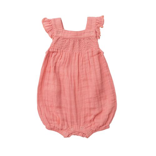 Summer Rose Smocked Front Overall Shortie