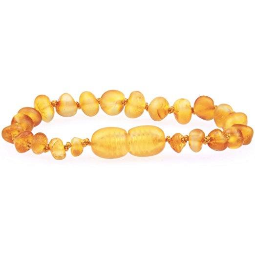Unpolished Honey Amber Teething Bracelet 5.5"