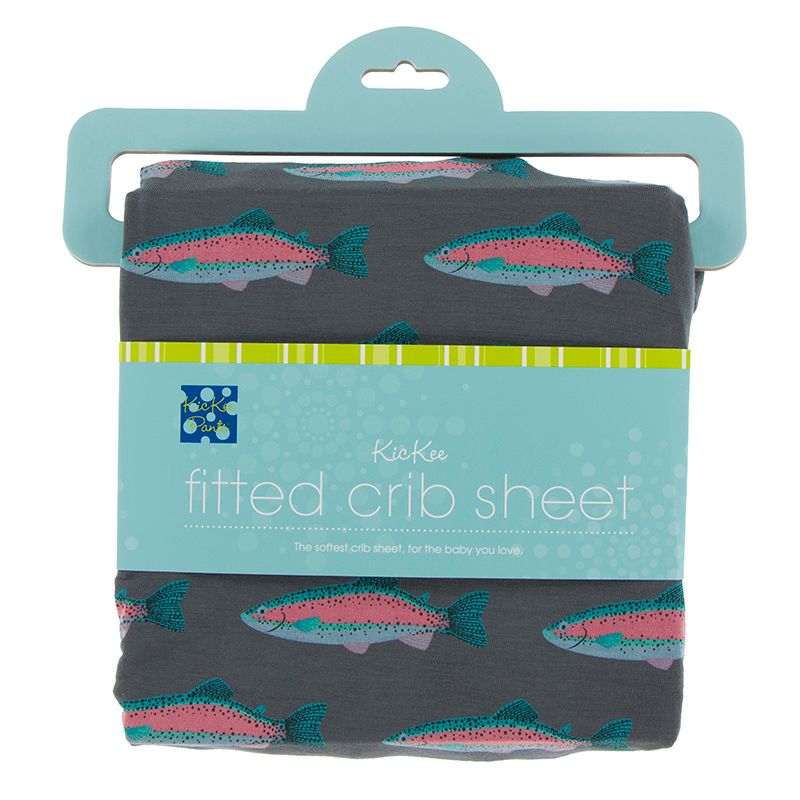 Print Fitted Crib Sheet - Stone Rainbow Trout