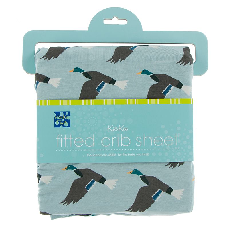 Print Fitted Crib Sheet - Jade Mallard Duck